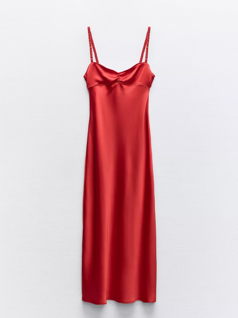 Red Satin Satin Slip Dress Zara